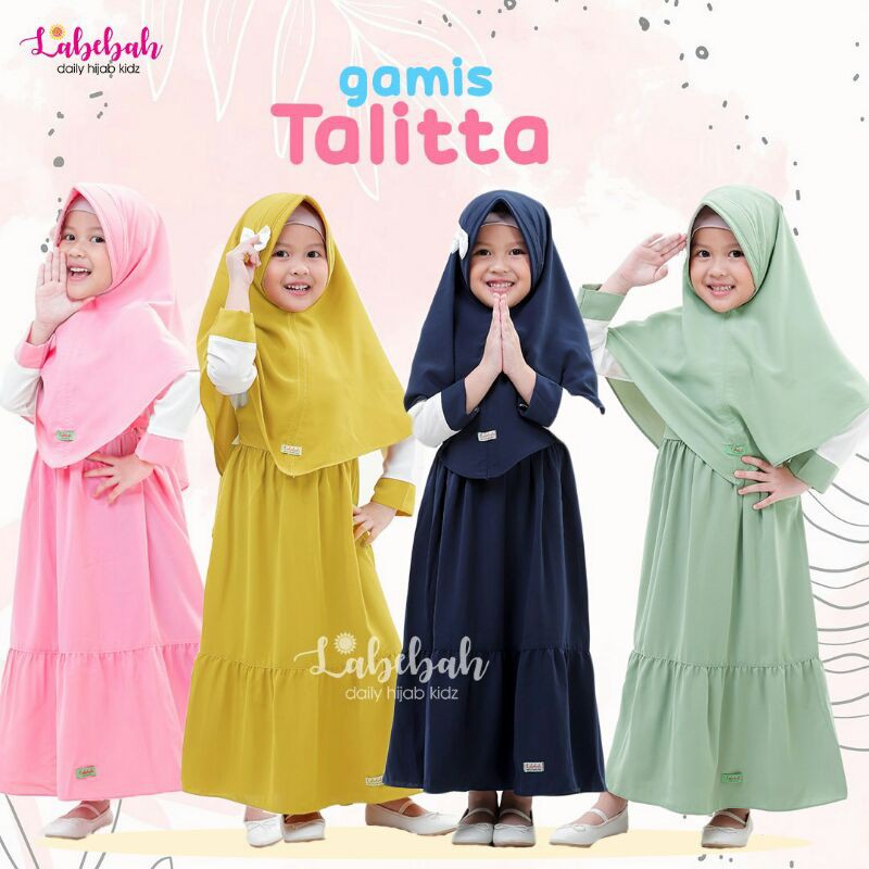 [ TALITTA ] By Labebah Gamis Talitta Labebah baju muslim anak model overall baju muslim kids ready s