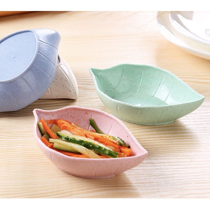 Tempat Saos Sambal Bahan Jerami Bentuk Daun Mangkuk Saos Kecil Motif Daun