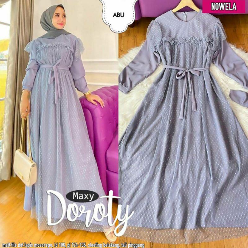 Dress Maxy Doroty Tile Dot Lapis Moscrepe Nowela