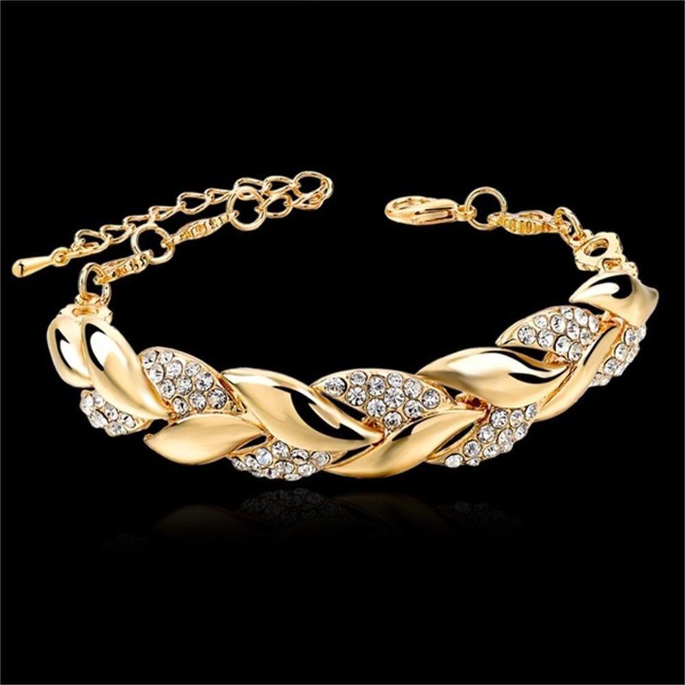 Preva Braided Leaf Bracelets Rantai Mewah Fashion Perhiasan Pernikahan Pengantin