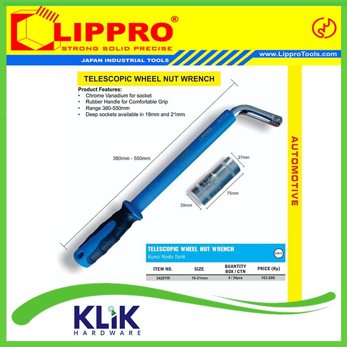 Lippro Kunci Roda Mobil Tarik 19 21 mm - Telescopic Wheel Nut Wrench