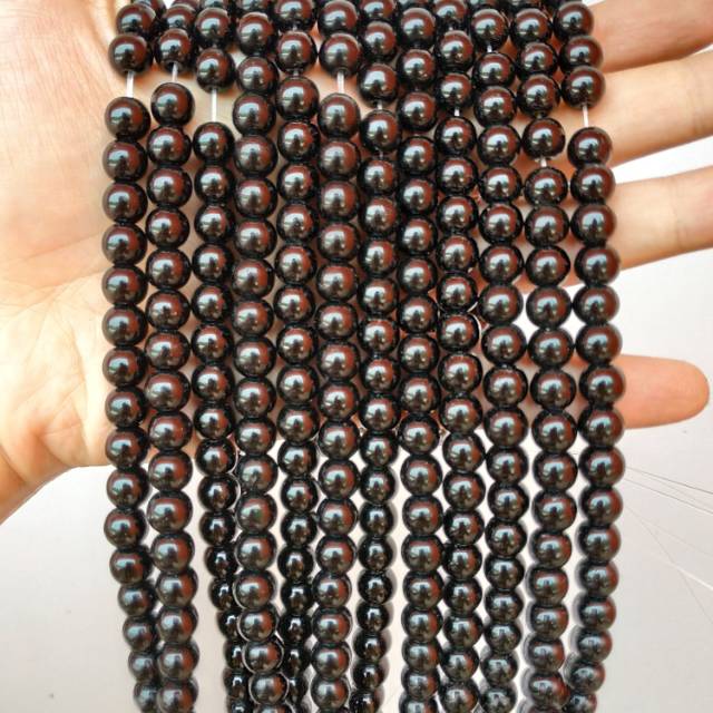 Bahan blustin hematite batu badar besi 8mm per renceng grosiran termurah