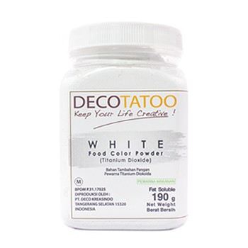 

PEWARNA MAKANAN WHITE COLOR POWDER OIL SOLUBLE 190gr