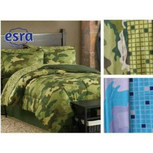 Sprei katun lokal motif army tentara loreng warna hijau
