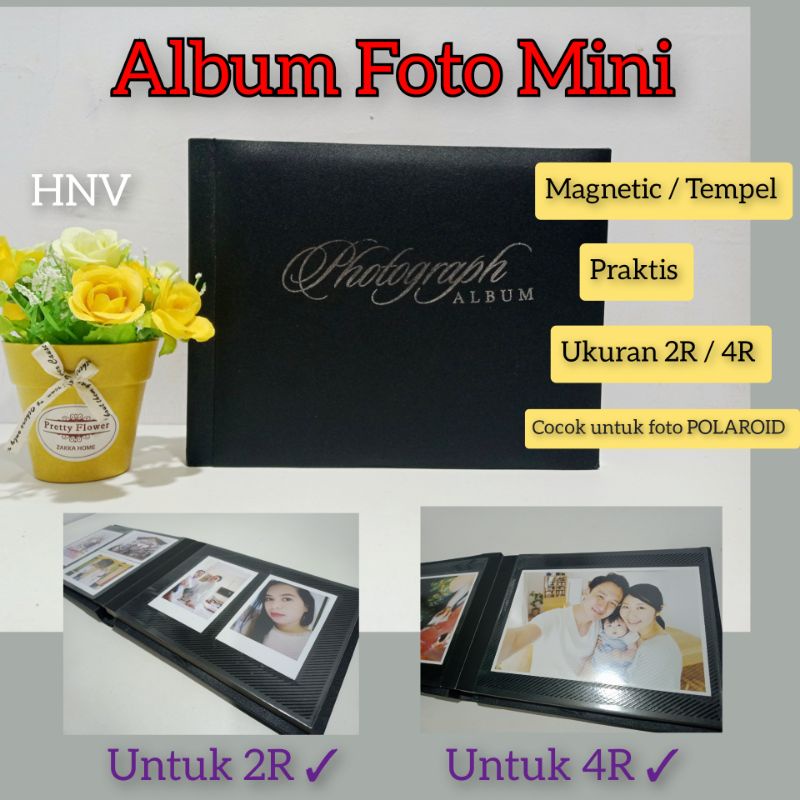 Album Foto Polaroid 2R 3R 4R Magnetik Mini Blacksheet