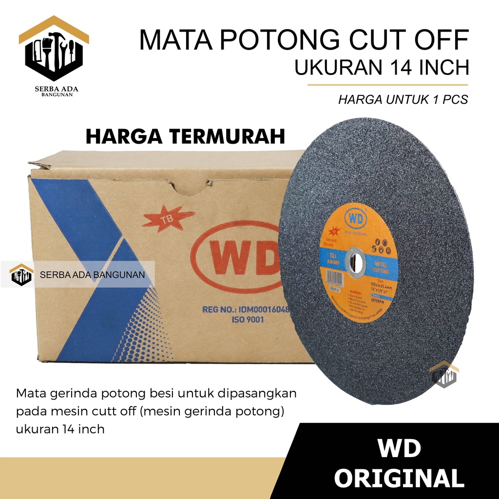 Batu Gerinda Potong WD 14 inch /Cutting Wheel WD 14 inch / ASLI 100% GARANSI UANG KEMBALI JIKA PALSU