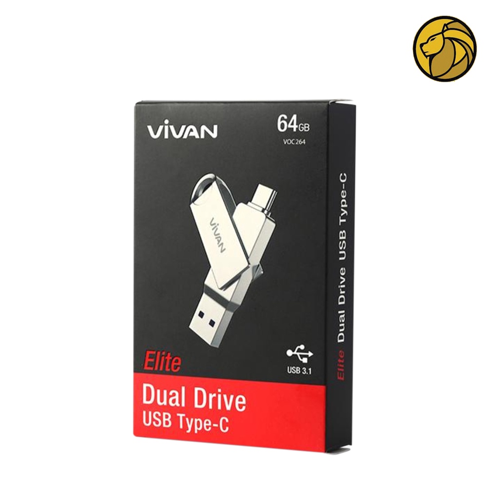 Vivan OTG Flashdisk 64 GB VOC264 - 32 GB VOC232 USB to Type C Metal Silver USB 3.1