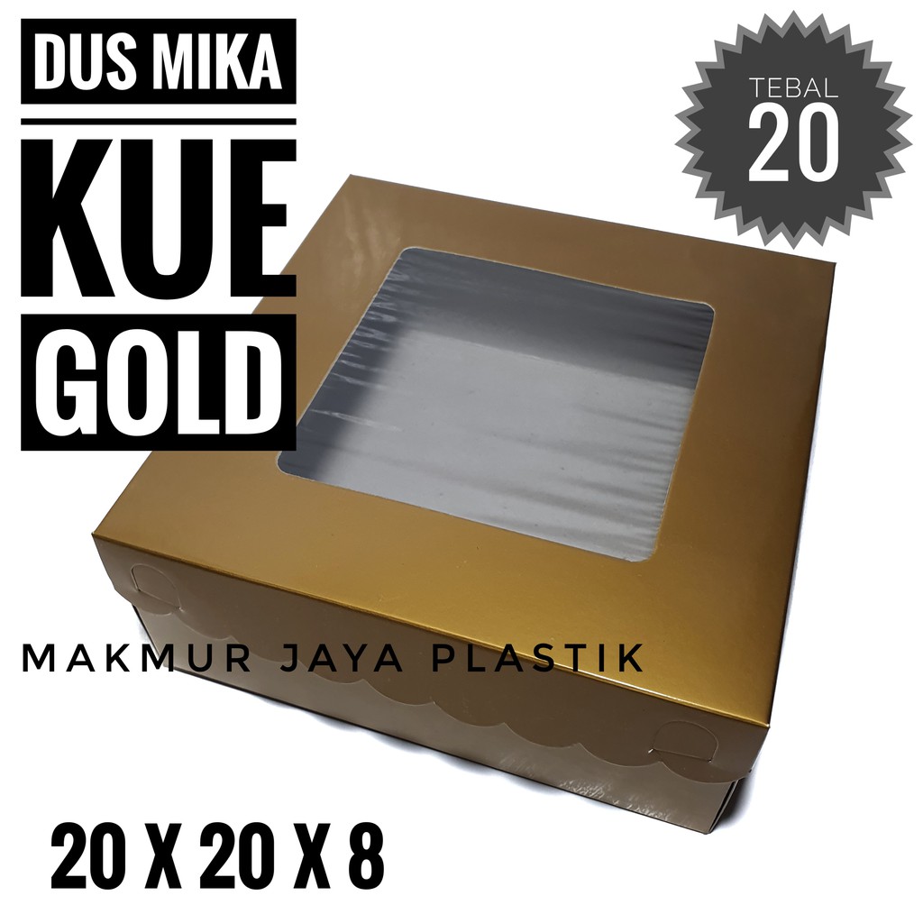[ DUS KUE MIKA EMAS 20 ] PAPER BOX DUS GOLD TUTUP MIKA UKURAN 20 X 20