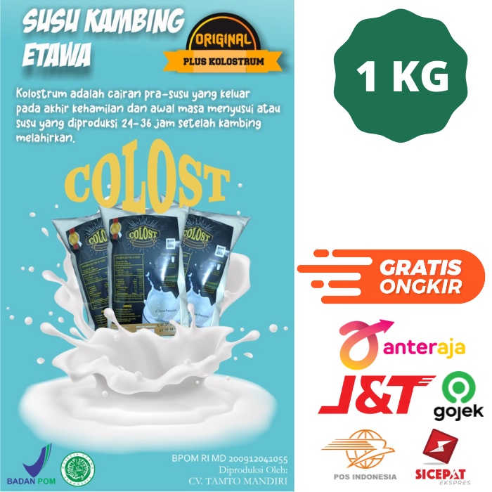 

Susu Kesehatan Susu Kambing Kolostrum Original Kemasan 1Kg Minuman Bubuk Susu Kambing Etawa Murni