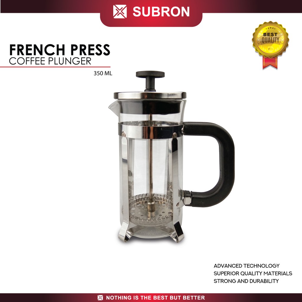 SUBRON SUS304 French Press 350ml Coffee Plunger Kaca Coffee Maker Penyaring Kopi