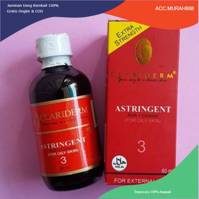 CLARIDERM ASTRIGENT 60ML ORIGINAL ASLI 100% TONER WAJAH BERJERAWAT