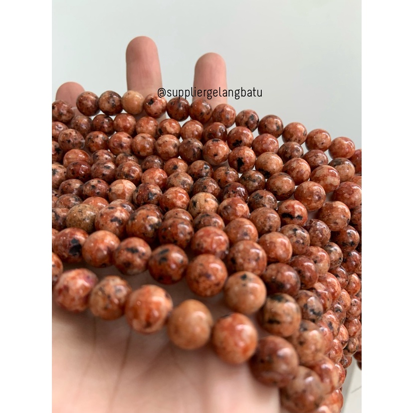 batu 10mm ORANGE RHODONITE CHALCEDONY bahan gelang kalung aksesoris