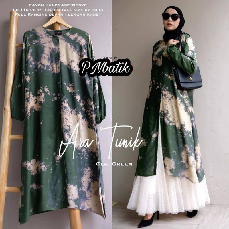 NEW TUNIK MOTIF TIEDYE  LD 110 PB 100 KANCING DEPAN FULL AKTIF BAHAN RAYON