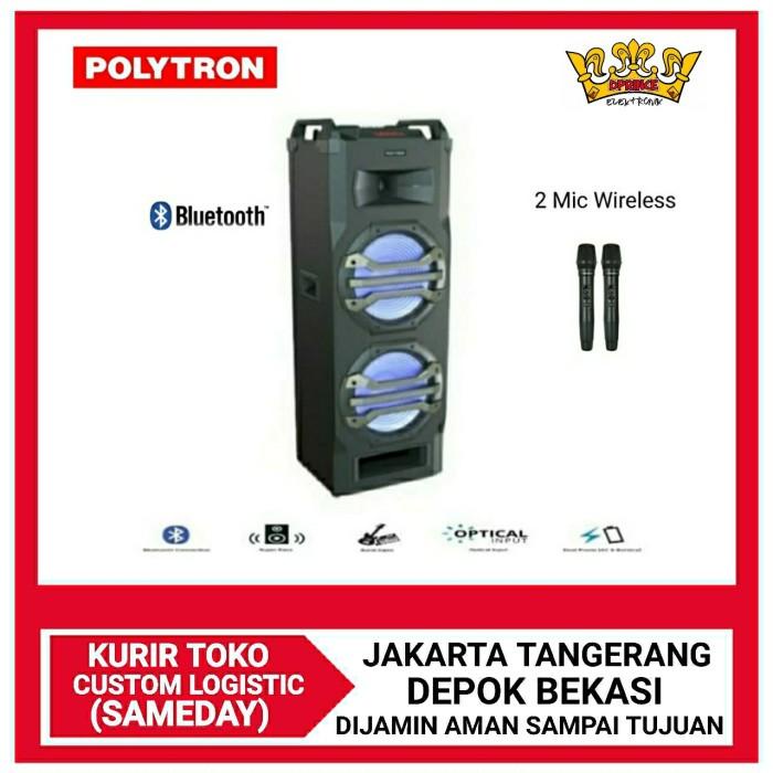Speak | Polytron Portable Speaker Pts2K25/Pts 2K25 Bluetotth +Mic Wireless 2Pc