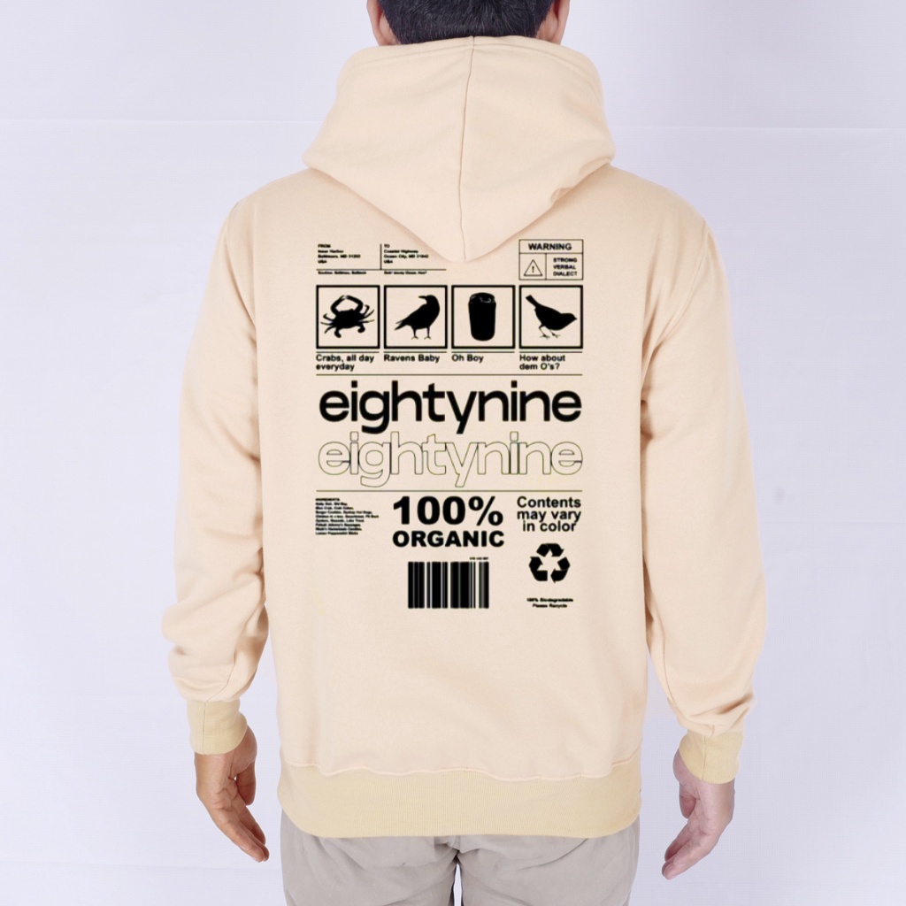 Sweater Hoodie Cream Pria Distro Original Brand Eighty Nine Terlaris Hodie Wanita Cream Oversize Keren Aesthetic