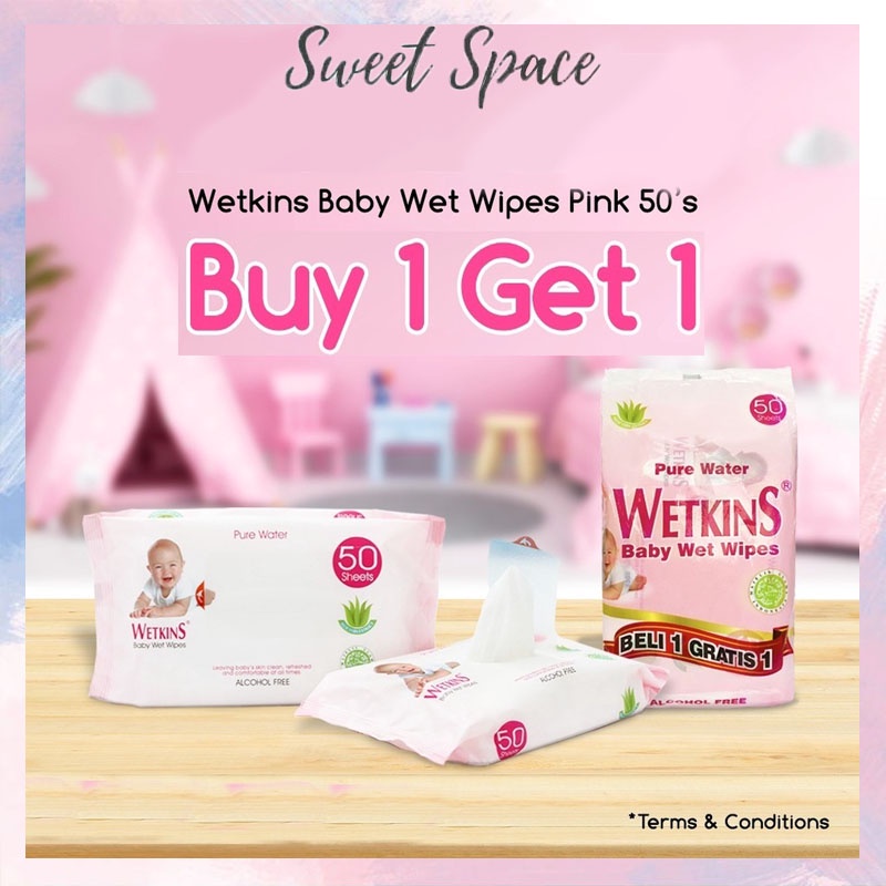 TISSUE BASAH WETKINS BABY WET WIPES BUY 1 GET 1 | TISSUE BASAH BELI 1 GRATIS 1 [SWEETSPACE]