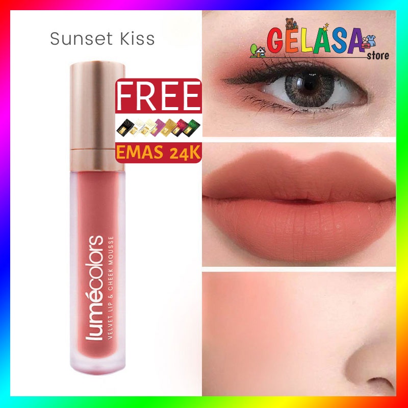 (Free Emas) Lumecolors Lipmousse 3in1 Velvet Lip Cheek Mousse Eyeshadow - Sunset Kiss