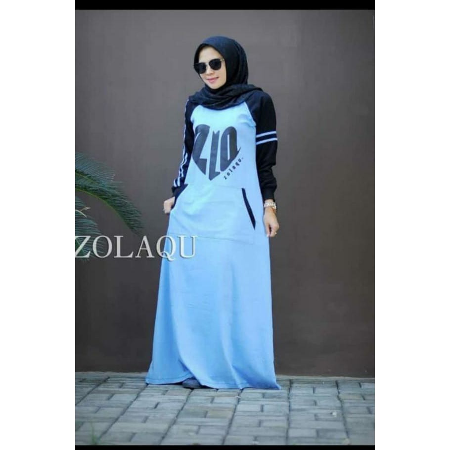 Madezka Dress Zolaqu  Gamis Casual Kaos  Import Kantong 