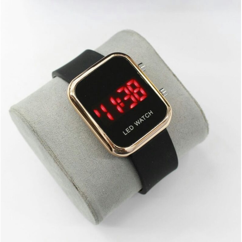 jam tangan LED Digital wanita jam tangan digital LED watch / jam tangan kekinian LED Digital / jam led karakter-black Rosegold