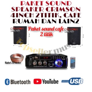 PAKET SOUND SYSTEM SPEAKER CRIMSON 4INCH 2TITIK CAFE/RESTORAN/PANGGILAN GARANSI