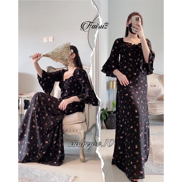 Daster arab FAIRUZ AUDREY Homedress Rayon Homewear Original Label-FAY: HITAM VOL.10