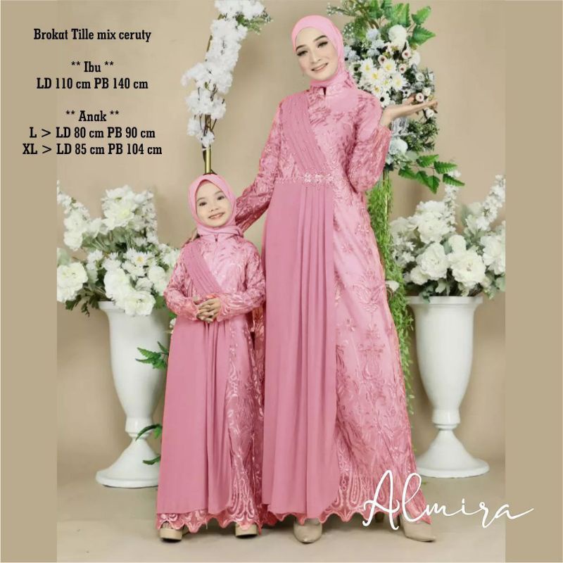 100% REALPICT ALMIRA DRESS GAMIS BROKAT TILLE MEWAH MODEL SLEMPANG WARNA DUSTY PINK BIRU DONGKER NAV