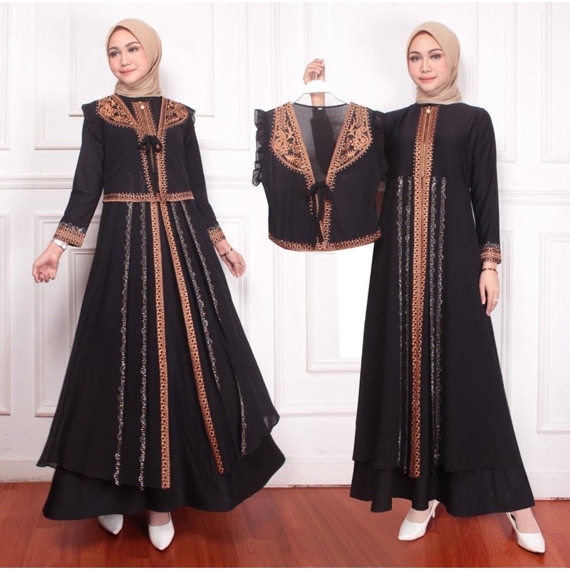 RINA BUSANA - (BUSUI) Gamis Abaya Ori Set Rompi - Gamis Abaya Turkey Mewah Elegan - Gamis Abaya Busu