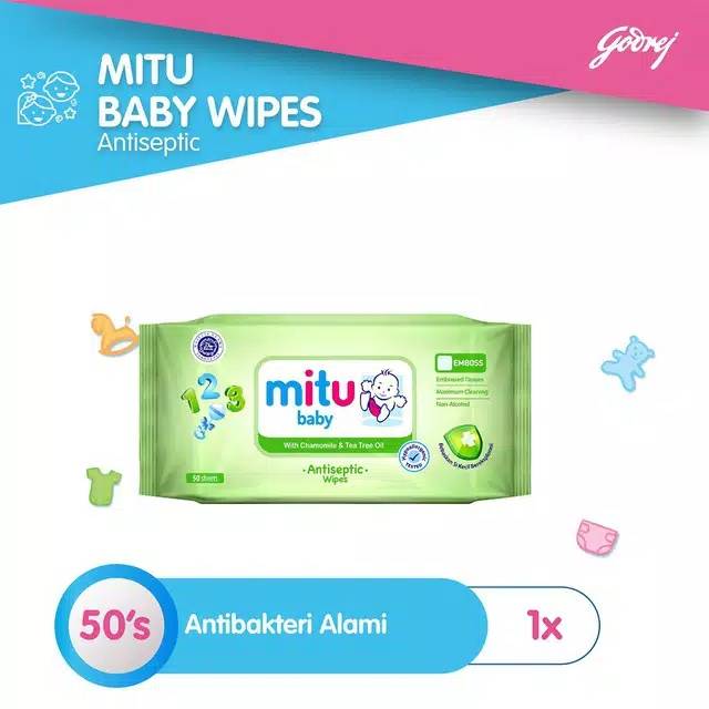 MITU BABY ANTISEPTIC HYPOALERGENIC WIPES 50'S