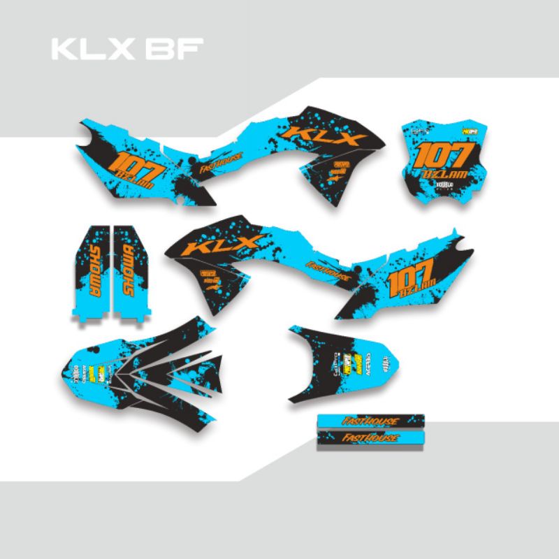 STICKER STIKER DECAL MOTOR KLX BF WARNA BIRU TOSKA
