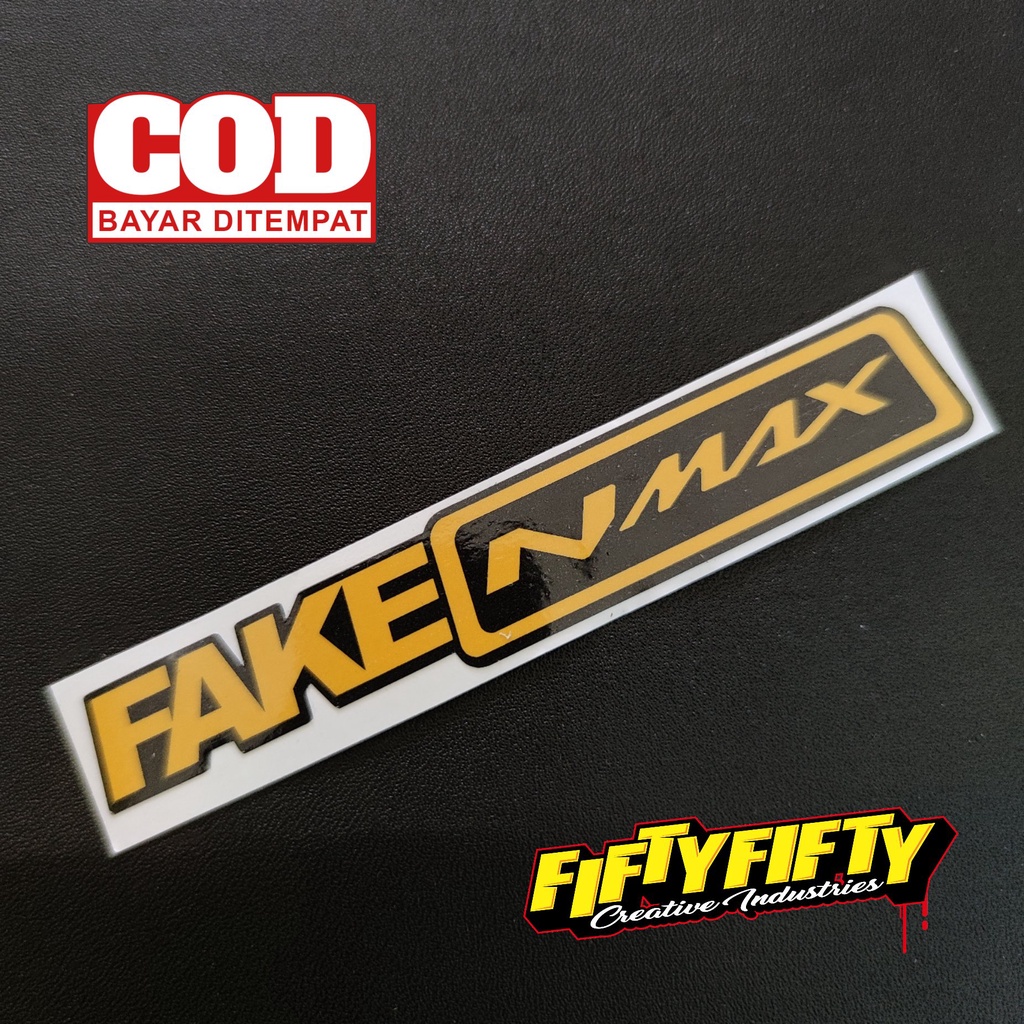 Stiker Print Cut FAKE NMAX Stiker Printing Laminasi Glossy Tahan Air Stiker Motor Mobil Helm Sudah Membentuk Pola Desain