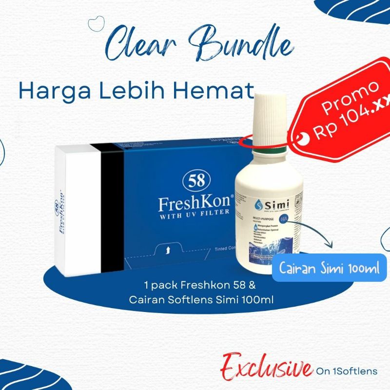 BUNDLE SOFTLENS BENING FRESHKON BULANAN F58 DAN CAIRAN PEMBERSIH SIMI