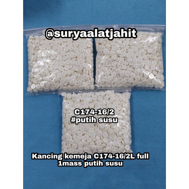 Kancing kemeja 16/2L-C174 full 1mass putih susu =rp.55.000/1mass