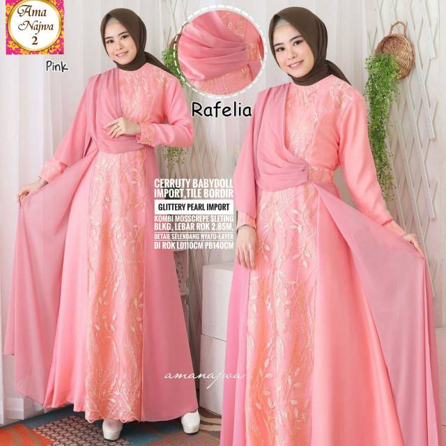 Dress Brokat Terbaru Termurah Cantik Rafela by Ama Najwa - Purple Gamis Wisuda Gamis Kondangan
