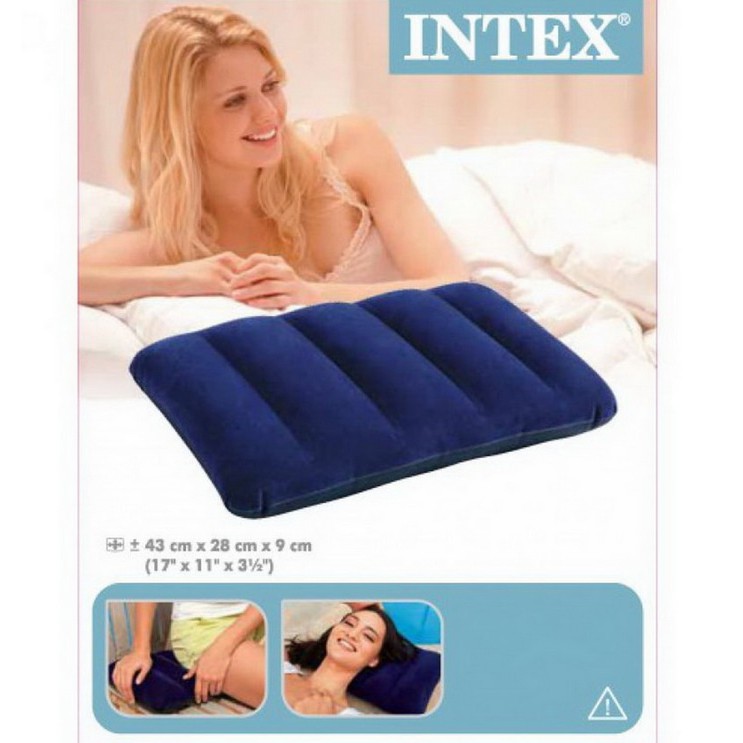 Bantal Angin / Travel Air Pillow Blue Color 43x28x9cm- INTEX#68672