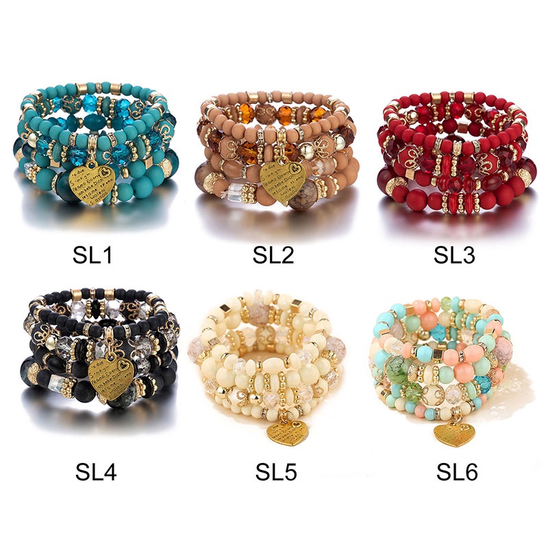 4pcs / Set Gelang Tangan Wanita Desain Manik Sayap Gaya Bohemia Untuk Pesta / Hadiah