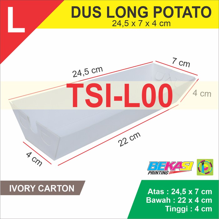 

Unik TSI-L00 Dus Long Potato / Box Kentang Panjang Uk.24.5x7x4 cm POLOS Terlaris