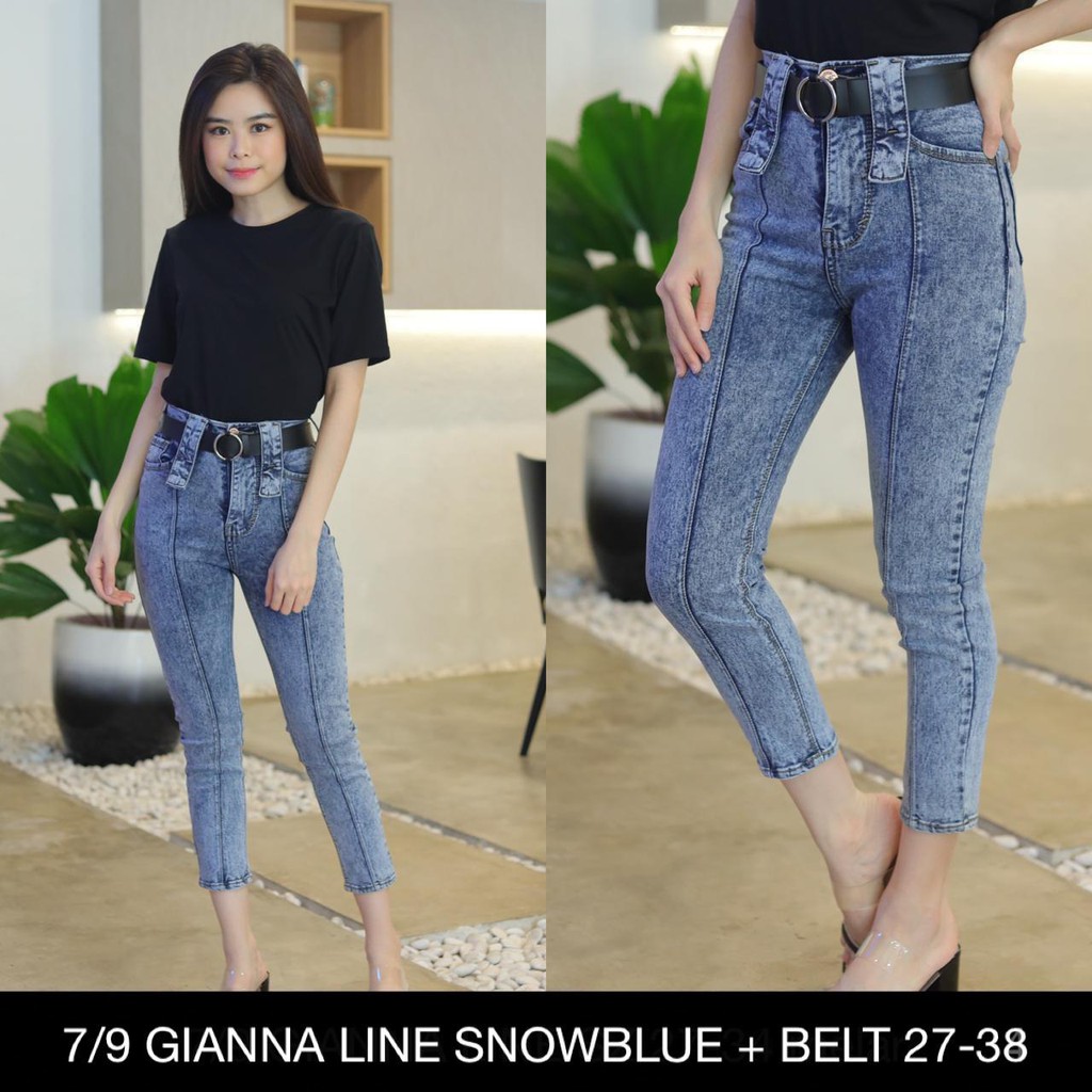 CELANA JEANS WANITA 7/9 GIANNA LINE SNOWBLUE NO BELT-SYS CLOTHIER