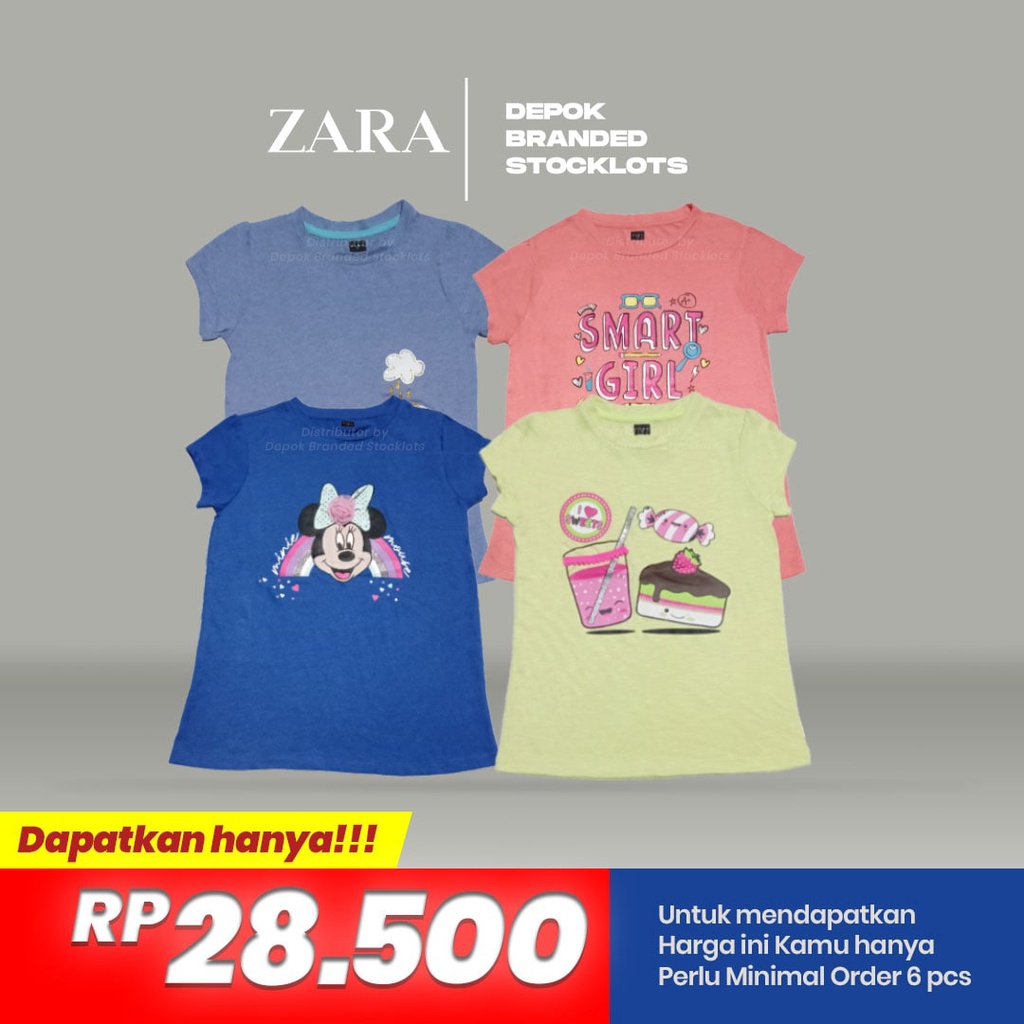 BAJU KAOS ANAK CUTE ORIGINAL MERK ZARA WANITA PEREMPUAN HARGA MURAH ORI (6 PCS)