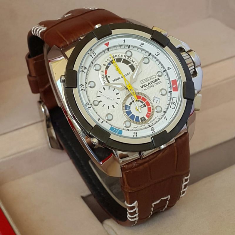 jam tangan Seiko Velantura strap kulit