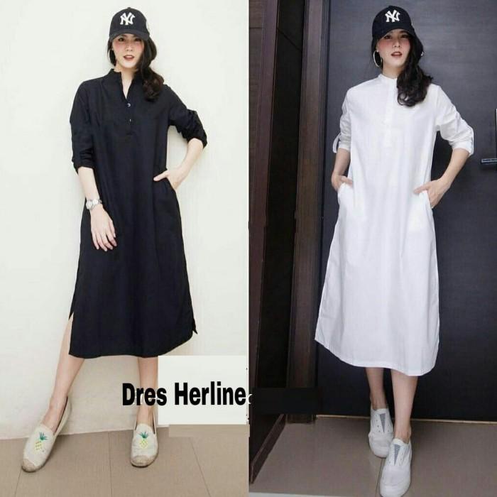 |Dress Herline 322 Ro|Dress Wanita Katun Paris Black/Broken White