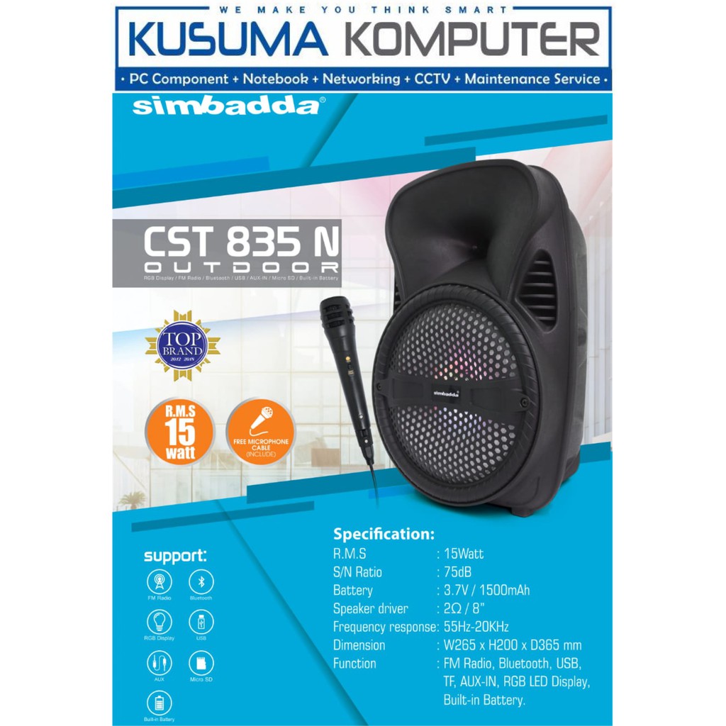 Simbadda CST 835N + Mic Outdoor Speaker Portable Karaoke