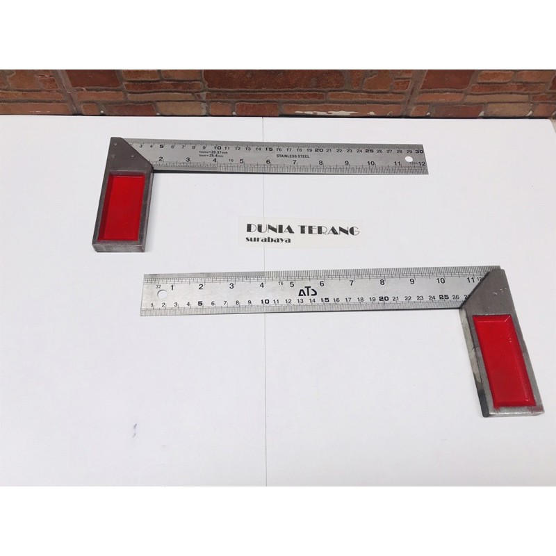 SIKU TUKANG ATS Tebal 12in - Grafir JUMBO MERAH Penggaris Siku L 12 inci Mistar Siku Meter Bangunan 30 cm