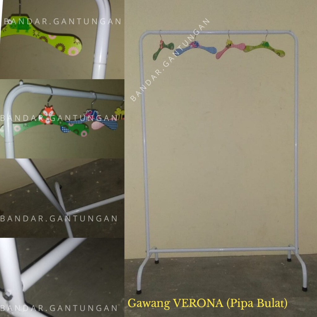 Gawang Baju Verona Pipa Bulat Stand Hanger Baju Gawangan Rak Display Pakaian Gawang Baju Putih/Hitam (BH)