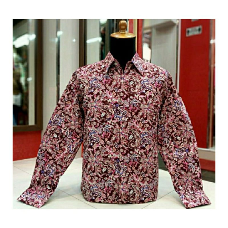 Kemeja Batik Pria Lengan Panjang Motif Bunga Bromelia - Pangestu Batik