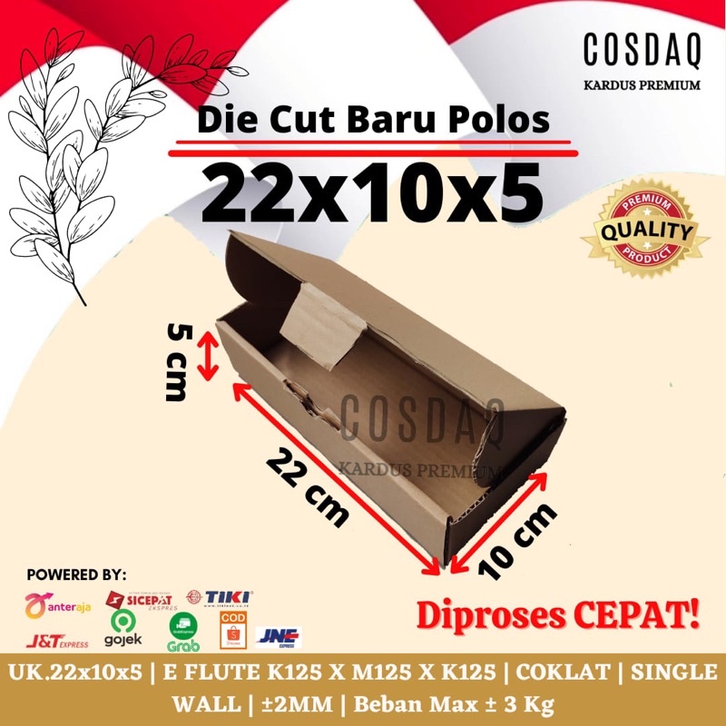 

kardus box die cut 22x10x5 cm box baru