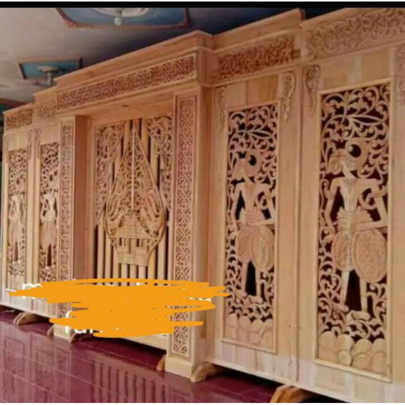 Gebyok pelaminan wayang minimalis modern mentahan