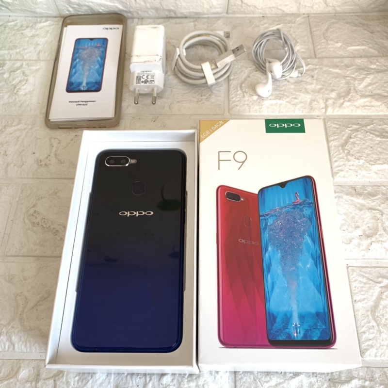 Oppo F9 ram 6GB 64GB Biru Bekas - Fullset Resmi - second