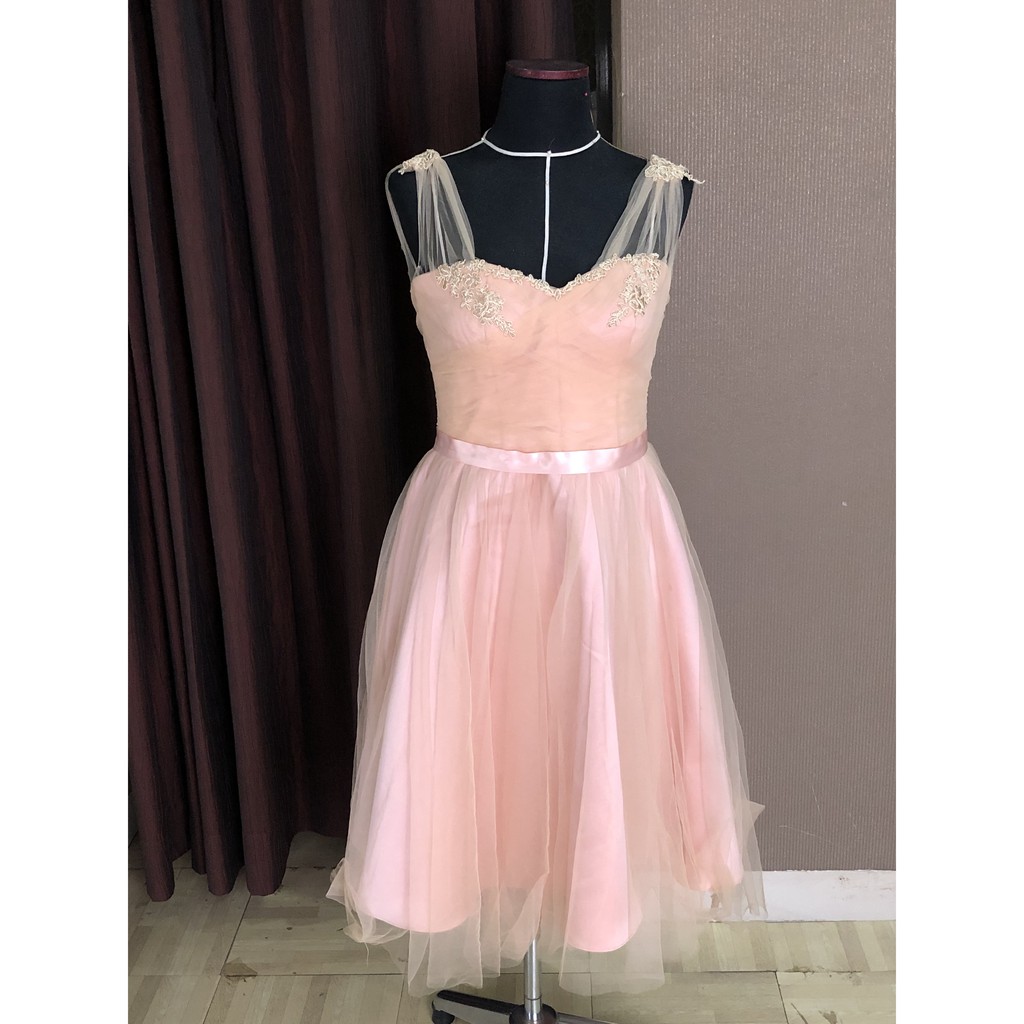 Dress bridesmaid peach ( Preloved )