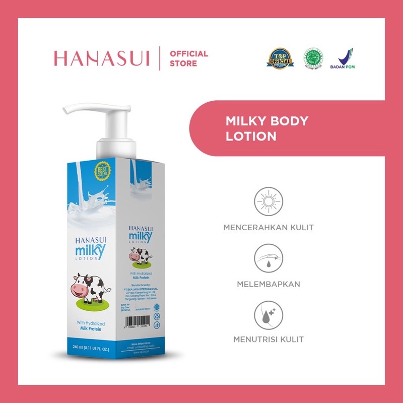 HANASUI MILKY LOTION WITH MILK EXTRACT BODY LOTION 240 ML BPOM