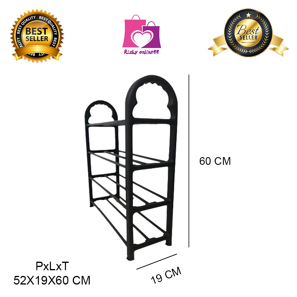 rizkyonline88 rak sepatu 4 susun palstik elco  / tempat sepatu 4 susun